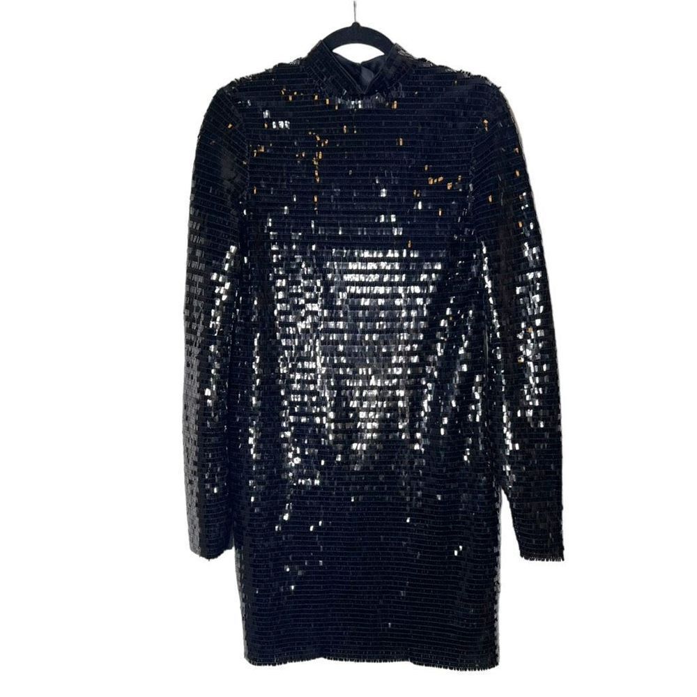 HELMUT LANG Open-back Sequined Tulle Mini Dress Cocktail Long Sleeve Size 8 - Picture 3 of 8